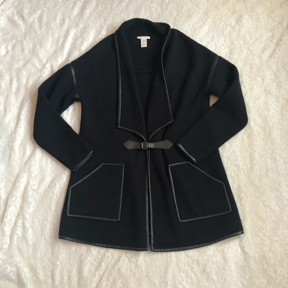 White+Warren boiled wool buckle jacket